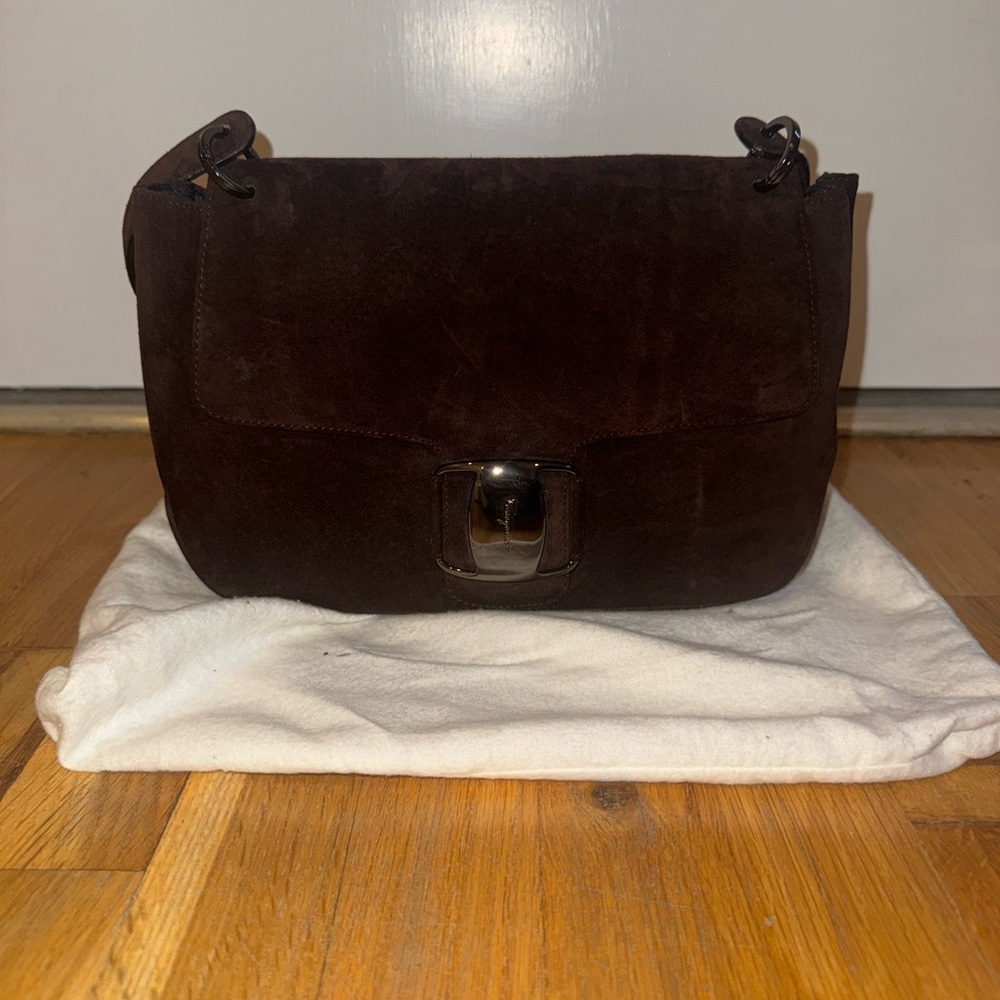 Salvatore Ferragamo Brown Leather Shoulder Bag